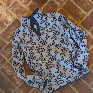 NWOT LLBean Sweater Fleece Pullover XS Gray Print